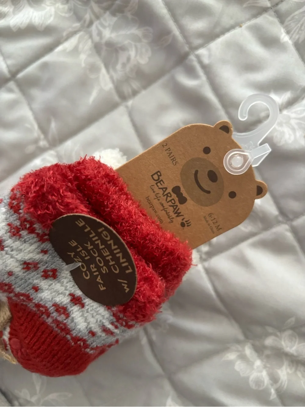 Cozy Baby Christmas fuzzy socks 6-12M - bear paw